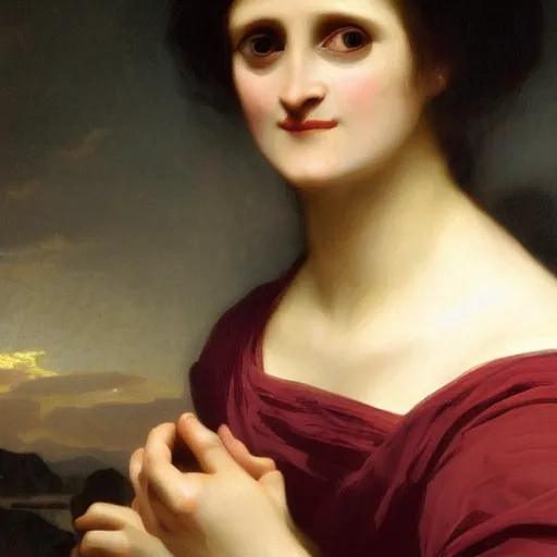 Image similar to painting of mary shelley. art by william adolphe bouguereau. during golden hour. extremely detailed. beautiful. 4 k. award - winning.