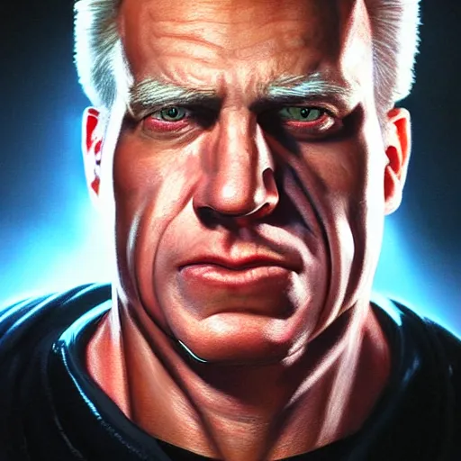 Prompt: ultra realistic portrait painting of duke nukem, stanley artgerm, 4 k, ultra realistic, highly detailed, epic lighting