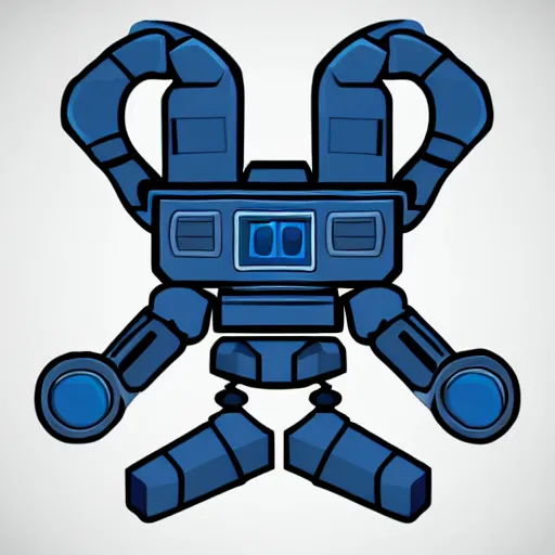 Prompt: a vectorized, 3 d, blue - grey gear, robot icon, depth, shading