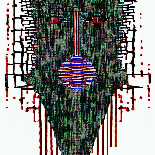 Image similar to ebisu god sketch by egon schiele glitch datamosh minimalism