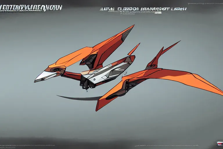 Image similar to a pteranodon mecha fighter boeing concept art