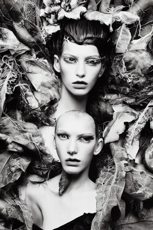 Image similar to a bountiful springtime harvest, a conceptual surrealist punk hairstyle for girls, by steven meisel, sigma 35mm f/8