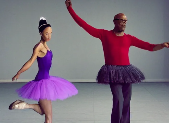 Prompt: Samuel L. Jackson as a ballerina, dancing gracefully