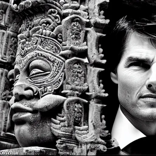 Image similar to a photo of tom cruise in temple of bali, perfect faces, award winning photography, 50 mm