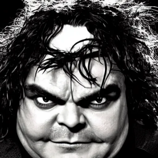 Image similar to jack black as edward scissorhands, hd, horror, black and white