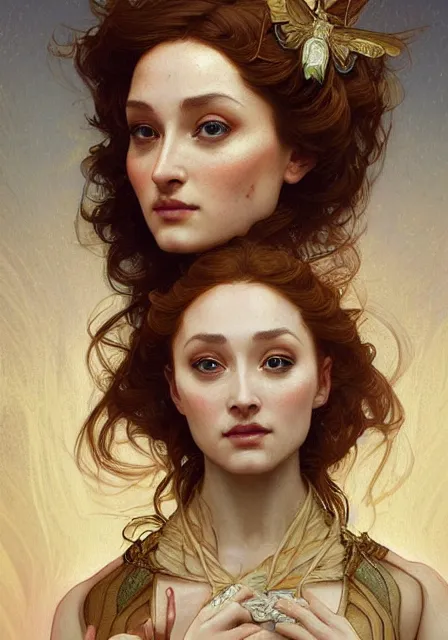 Image similar to sansa mummy bee honey, intricate, elegant, highly detailed, digital painting, artstation, concept art, smooth, sharp focus, illustration, art by artgerm and greg rutkowski and alphonse mucha and william - adolphe bouguereau