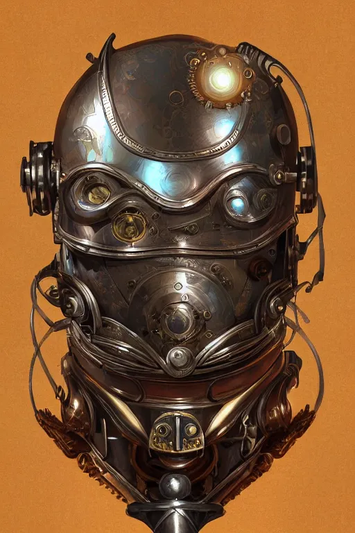 Image similar to steampunk helmet fantasy art mask robot ninja stylized digital illustration sharp focus, elegant intricate digital painting artstation concept art global illumination ray tracing advanced technology chaykin howard and campionpascale and cooke darwyn and davis jack