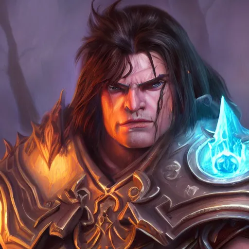 Image similar to varian wrynn possessed by kelthuzad, naxxramas, worlf of warcraft, dmitry prozorov style, artstation, extremely detailed, 8 k, high quality, beatufil painting