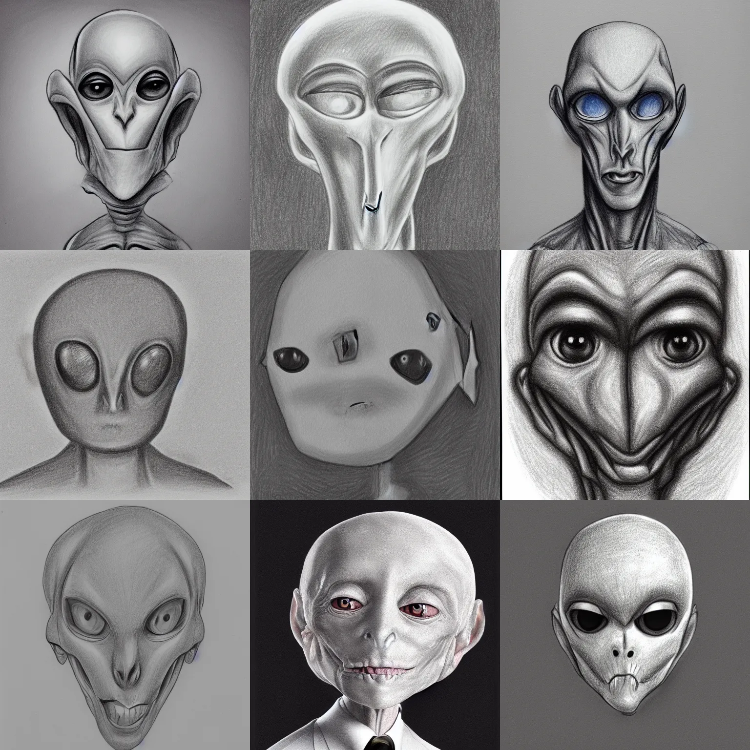 grey alien drawing