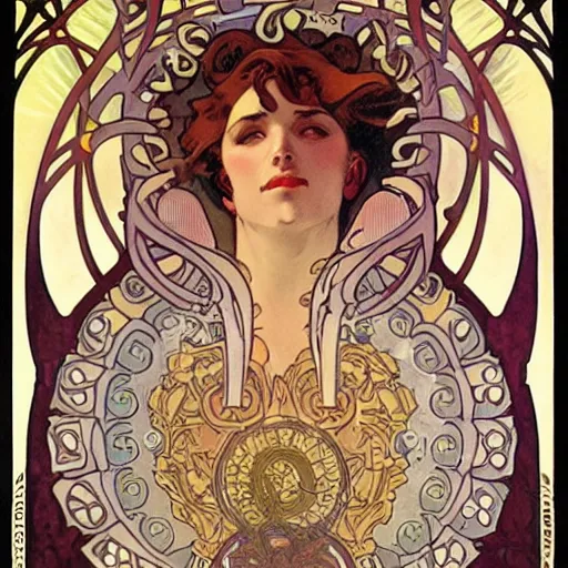 Image similar to lovecraftian protagonist by alphonse mucha