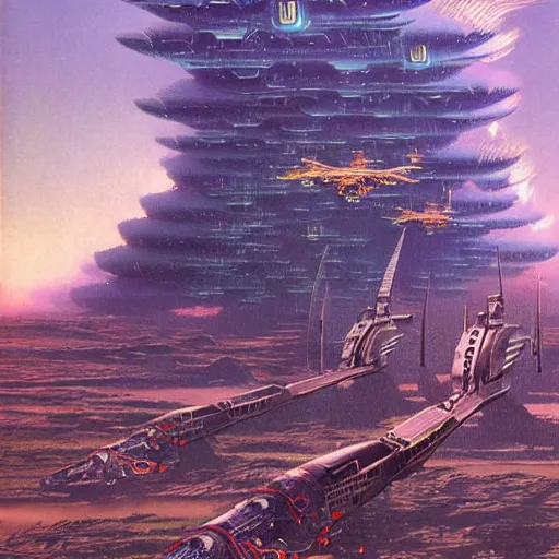 Image similar to sci - fi shogun, art by bruce pennington