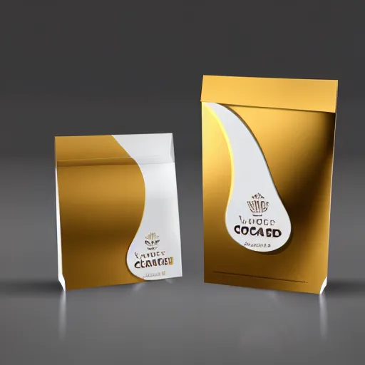 Image similar to white and gold chocolate paperboard packaging, ultrarealistic, smooth, sharp focus, great light,