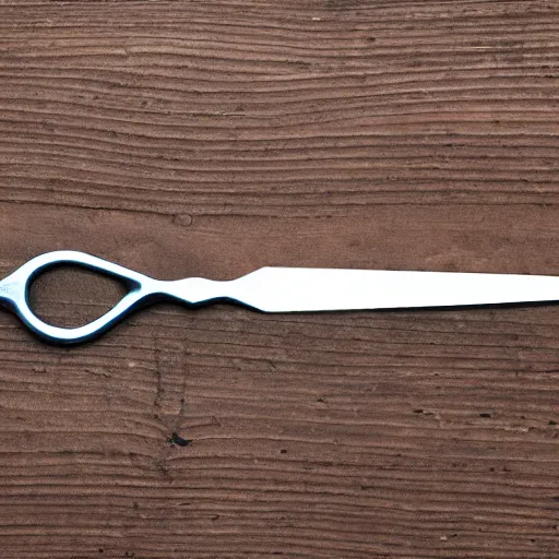 Prompt: scissors on a wood surface, photograph, 4 k