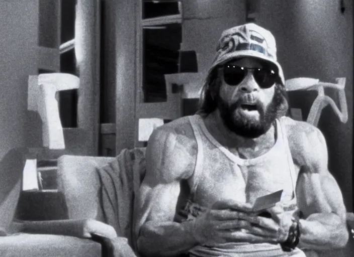 Image similar to film still of Randy Savage as Nada in They Live 1988