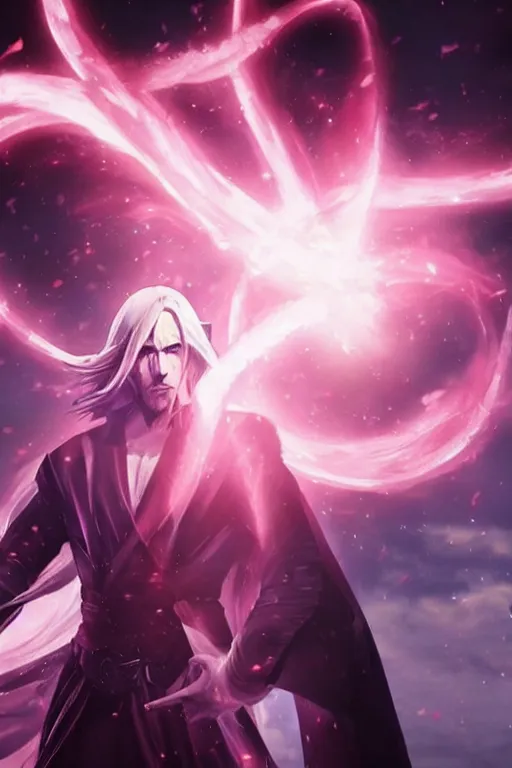 Prompt: Matthew Mercer is an all powerful wizard, realistic cinematic shot, swirling magic, subtle fog and mood lighting