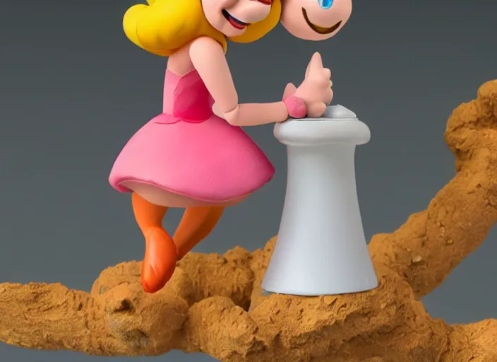 Prompt: claymation figure of princess peach