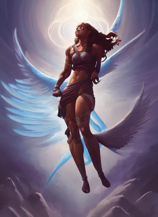 Prompt: archangel korra detailed illustration by peter mohrbacher on artstation