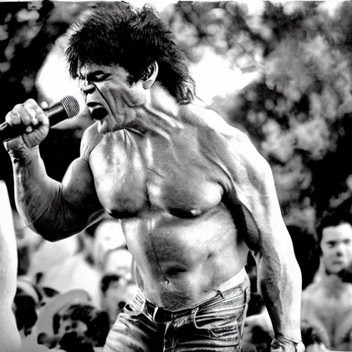 Image similar to hulk performing at woodstock