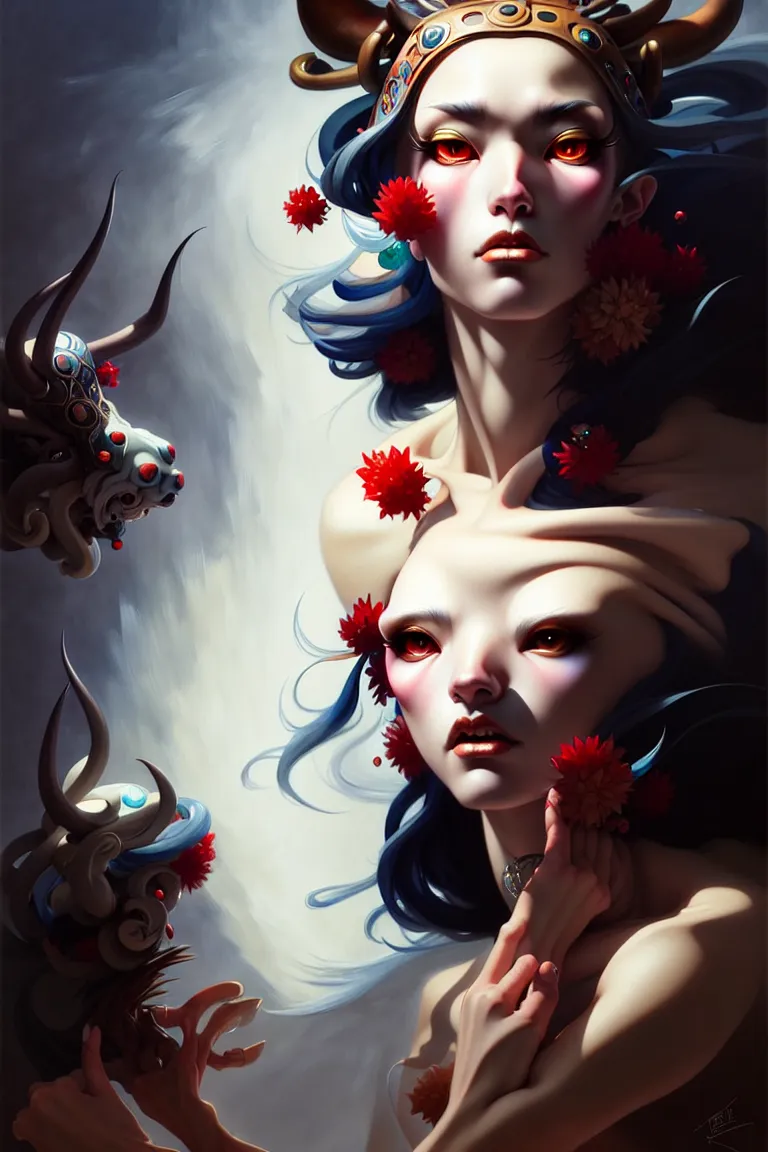 Image similar to beautiful priness mononoke, three point lighting, dramatic lighting, high details, 4k, 8k, best, accurate, photorealism, ultrarealistic, digital painting, style of Peter Mohrbacher, Caravaggio, Dali, Boris Vallejo, Hajime Sorayama