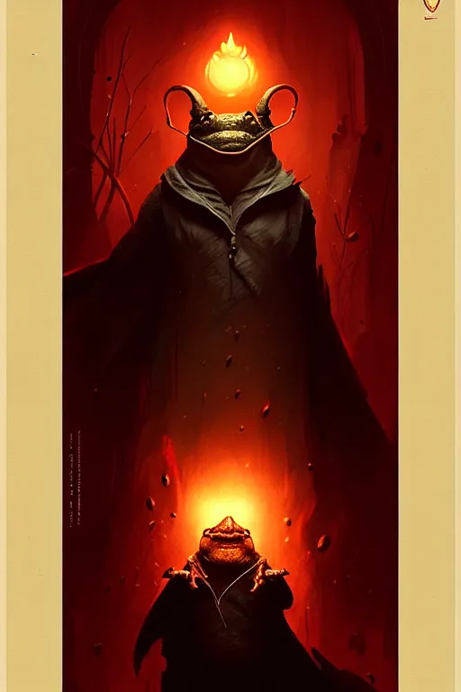 Image similar to greg rutkowski poster. toad wizard