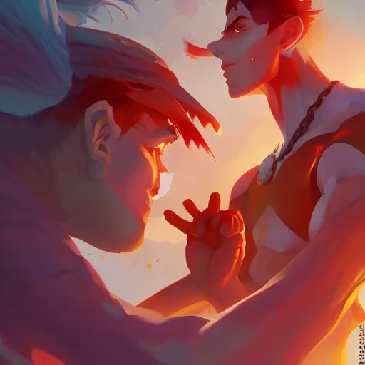 Image similar to hero world fooly cooly, behance hd by jesper ejsing, by rhads, makoto shinkai and lois van baarle, ilya kuvshinov, rossdraws global illumination