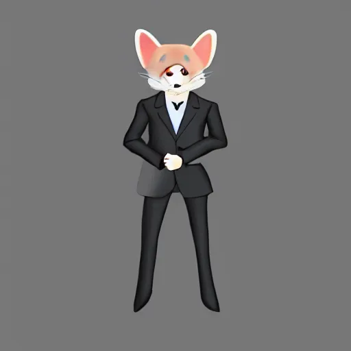 Prompt: strict suit ferret furry man, digital art high quality