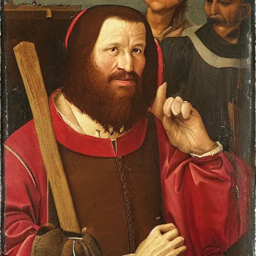 Image similar to man hitting the griddy in a renaissance style