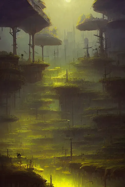 Image similar to solarpunk landscape,, andreas rocha style