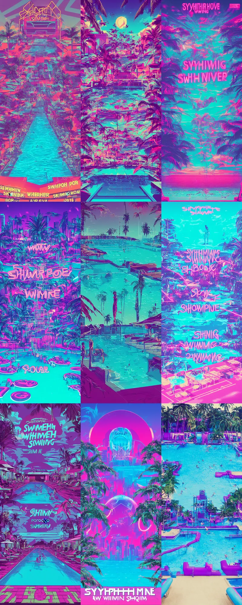 Prompt: synthwave swimming pool