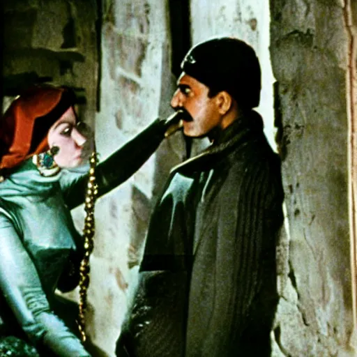 Prompt: the jewel thief, scene in the film Topkapi (1964)