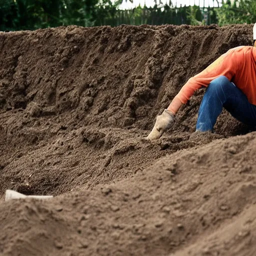 Image similar to a guy digging a hole and having a lot of fun