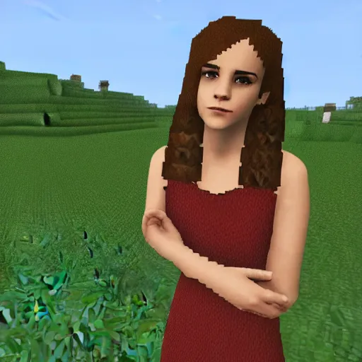 Prompt: Emma Watson screenshot from minecraft