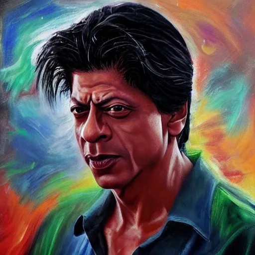 Image similar to shahrukh khan oil painting, 8k