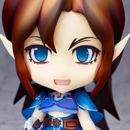 Image similar to beautiful water color concept art of face detailing cute girl in the style of nendoroid and Toon Zelda , anime style, close-up