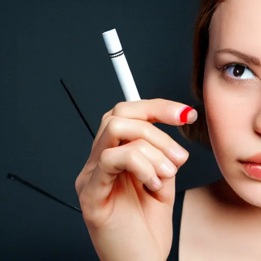 Prompt: studio photo of a woman hand and a cigarette, close-up photo, clean, no distortions, one hand and five fingers