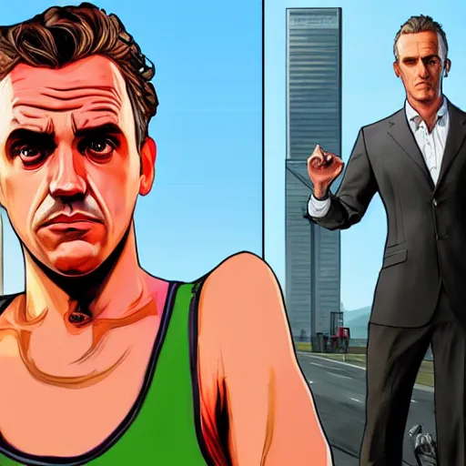 Image similar to Transgender Jordan Peterson in GTA V, Cover art by Stephen Bliss, Boxart, loading screen