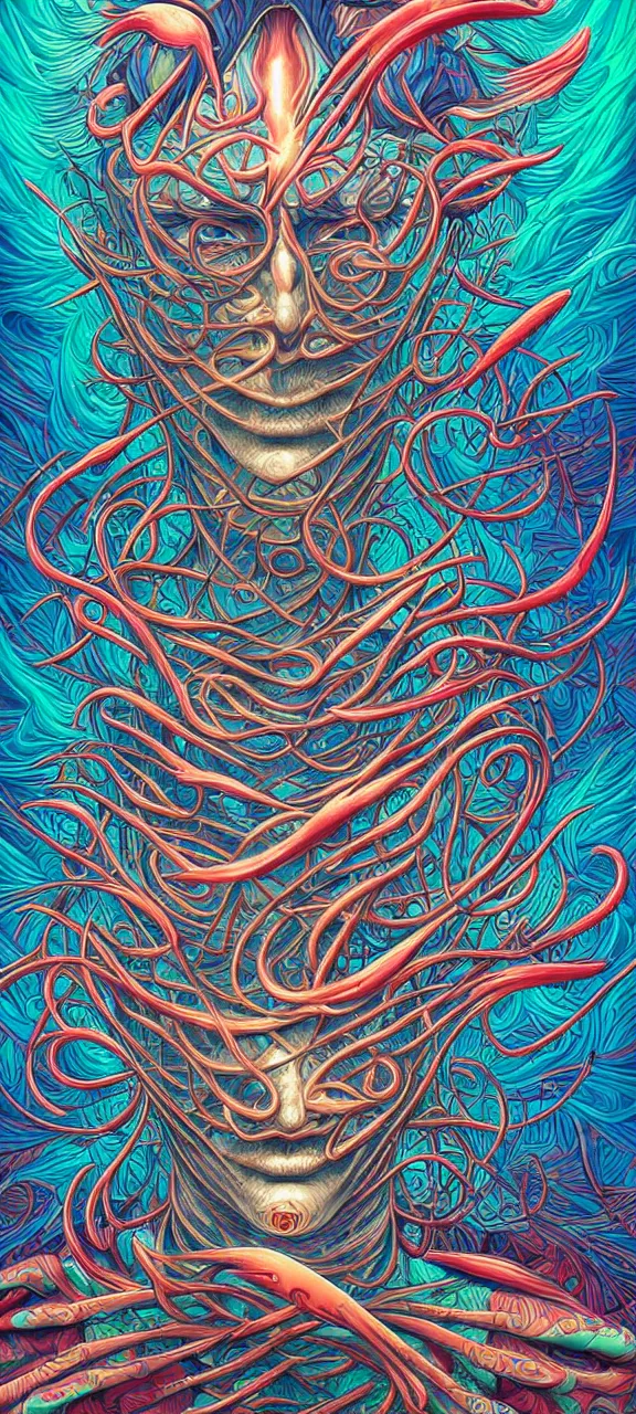 Image similar to android jones alex grey mark cooper, artgerm artstation award winning photorealistic detailed hypervivid intense fantasy concept art, hypervivid intense mcbess, the sea by dan mumford