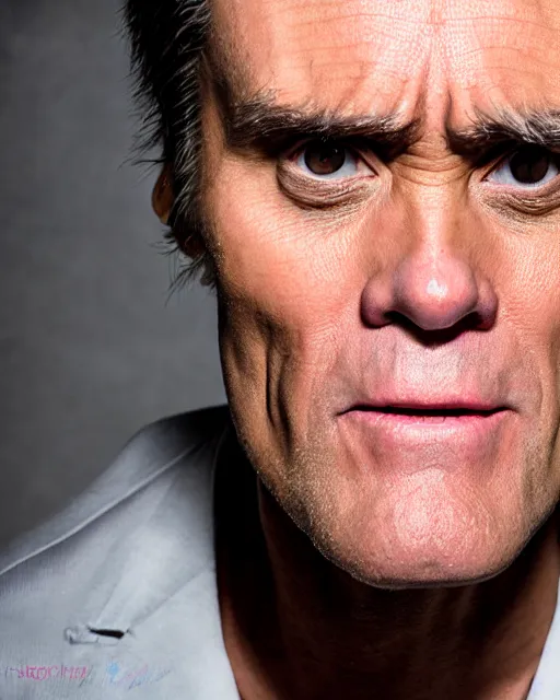 Image similar to headshot of actor jim carrey as the mask - raw, studio lighting, 8 k, photo shoot, 9 inch kershaw soft focus lens f / 5. 6