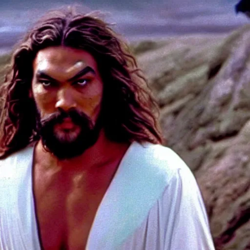Image similar to A still of Jason Momoa in Monty Python and the Holy Grail (1975)