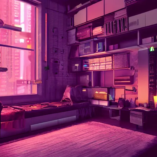 Image similar to the cyberpunk apartment, render, octane, 4k, highly detailed, vivid colors, high definition