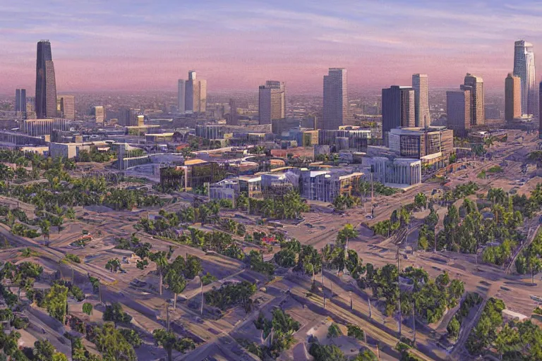 Prompt: Modern Day Los Angeles | Rococo Art| highly-detailed 4k