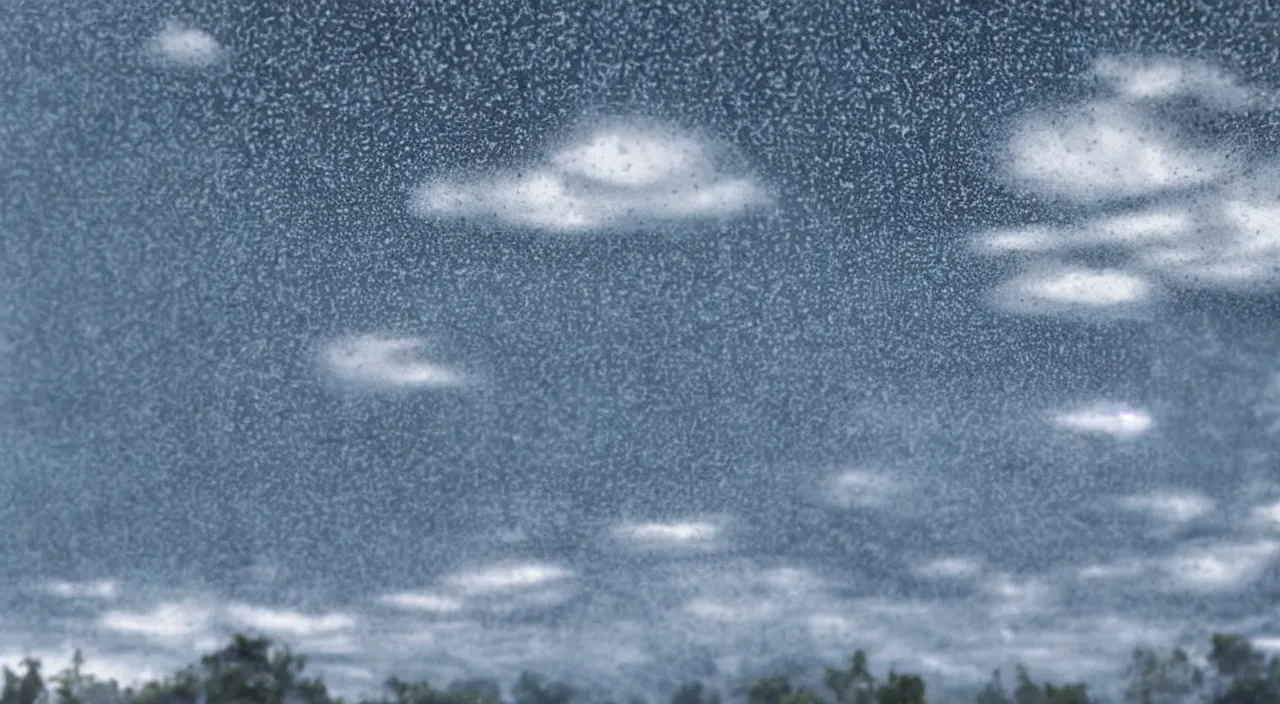 Image similar to Upside-down slow motion rain in a cloudless sky, hyper detailed photorealistic