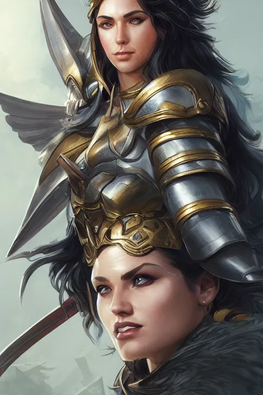 Image similar to amazon valkyrie athena, d & d, fantasy, portrait, highly detailed, headshot, digital painting, trending on artstation, concept art, sharp focus, illustration, art by artgerm and greg rutkowski and magali villeneuve