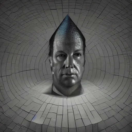 Image similar to hyperrealistic mixed media image of info wars alex jones wearing tin foil cone shaped hat, stunning 3 d render inspired art by xiang duan and thomas eakes and greg rutkowski, perfect facial symmetry, hyper realistic texture, realistic, highly detailed attributes and atmosphere, dim volumetric cinematic lighting, 8 k octane detailed render, post - processing, masterpiece,