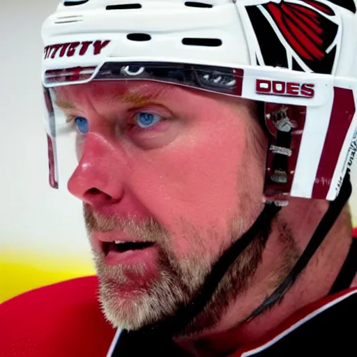 Prompt: a portrait of Patrick Roy hockey coach