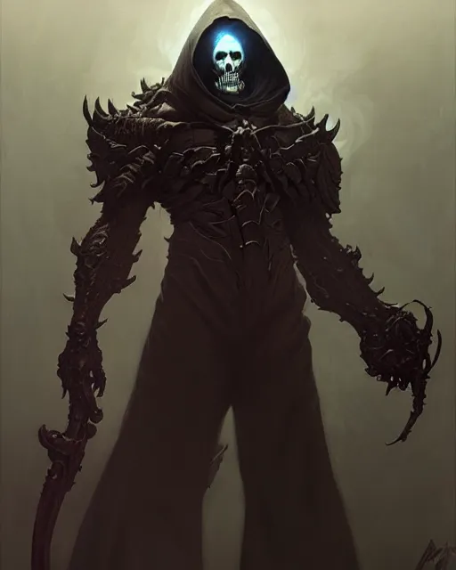 Image similar to reaper from overwatch, character portrait, concept art, intricate details, highly detailed by greg rutkowski, michael whelan and gustave dore