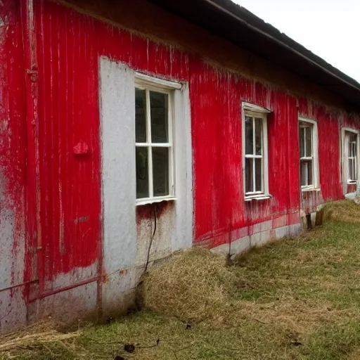 Prompt: house made of wet red flesh