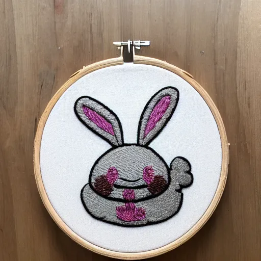 Prompt: big chungus embroidery