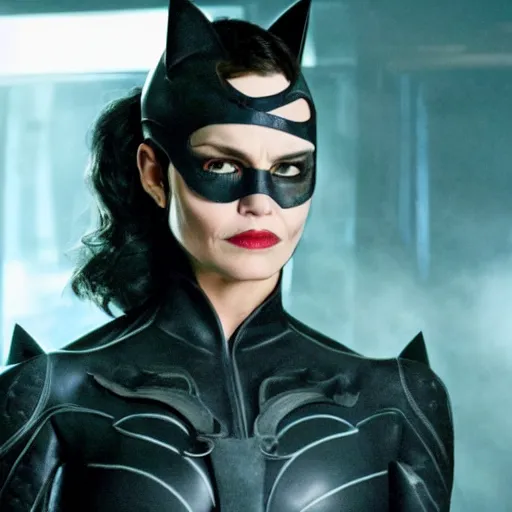 Image similar to film still of johnny depp as catwoman in the new batman movie, 4 k