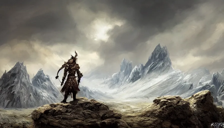 Prompt: Níðhöggr in a nordic landscape under bright daylight with fluffy clouds, set in the world of Guildwars2, painted by Hans Fredrik Gude, Greg Rutkowksi and Artgerm, concept art 2022, ultra realistic masterpiece, contrasting details vs blank areas, oil on canvas